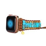 BOKIIWAY Handmade Boho Stone Watch Bracelet Band Compatible with Apple Watch 38mm/40mm/41mm/42mm/44mm/45mm-Watch Strap for Iwatch Series8/ 7/6/5/4/3/2/1/SE for Women (42/44/45mm, Light-Blue)