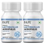 INLIFE Probiotic Lactobacillus Acidophilus 5 billion CFU | Gut Health Supplement for Men Women | Digestive Health, Immunity Booster | Promotes Probiotic Balance – 60 Veg Capsules (Pack of 2, 120)