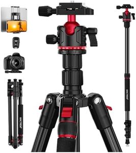 MACTREM Camera Tripod, 74 inch/187cm Aluminum Travel Tripod & Monopod with 360°Ball Head, Lightweight Tripod for Smartphone iPad Canon Nikon Sony Binoculars Laser Level Telescope