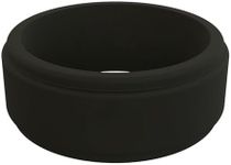 QALO Men's Silicone Ring, Black (Size 10) - Polished Step Edge - Mens Wedding Bands - Breathable & Durable Silicone Rings for Men - Thick Rubber Engagement Rings for Him - 9mm x 2mm