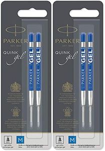 Parker Quink Refill Ink for Ballpoint Ball Pens, Medium Point, Blue Ink, 4-Total refills ( 30526PP-2PK)