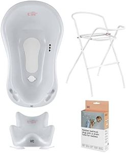 Hylat Baby Set de baño para bebés con bastidor y asiento - para recién nacidos y bebés - estable y cómodo Amigos - gris, 4-Juego de piezas