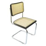 Marcel Breuer Cesca Cane Cantilever Side Chair w/Chrome Frame & Black Wood (Made in Italy)