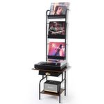 Feemiyo Record Player Stand with Vinyl Storage,Turntable Stand Holds Up to 200 Albums, Record Player Table with 3 Tier Record Holder Display Shelf, Record Cabinet Vinyl Record Storage