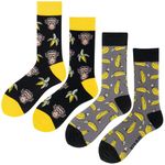 Angelteers 2 Pairs Cartoon Animal Crew Socks Fun Cotton Mid Calf Socks for Women, Monkey, One Size