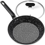 MICHELANGELO Frying Pan with Lid 26cm, Non Stick Frying Pan, Frying Pan with Nonstick Stone Coating, Healthy & Non-Toxic Granite Frying Pan, Frying Pan for Induction