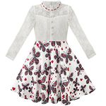 Sunny Fashion Girls Dress Lace Pearl Plum Blossom Elegant Princess Dress Size 10 Years