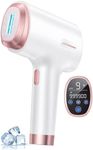 Prettivo Ice-Cooling IPL Hair Removal Device, Laser Hair Removal Device with 3-in-1 Functions, 9 Energy Levels, 999900 Flashes, Auto/Manual Mode, IPL Laser Hair Remover for Facial Bikini Arm Leg Body