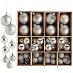 THE TWIDDLERS – 50-Pack Silver Christmas Baubles - Assorted Sizes and Finishes - 6cm, 4cm, 3cm - Matte, Shiny, and Glittery Ornaments for Tree Decoration