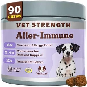 Natural Dog Company Aller Immune Chews 90 ct, Vet Strength High-Concentration Senior Dog Allergy Relief with 2.4X Colostrum, 2X Salmon Oil & 1.5X Probiotics, Supports Immune, Skin, Coat & Gut Health