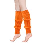 ONUPGO Leg Warmers for Women 80s Party Accessories 80s Neon Knit Ribbed Leg Warmers Girls Junior Winter Leg Warmers Socks (Bright Orange)