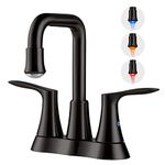 VXV Bathroom LED Faucet 360 Degree Swivel Spout 2-Handle Lavatory Faucet with Pop Up Drain and Replaceable LED Aerator 4 Inch Centerset Lavatory Vanity Faucets 2 Hole Matte Black