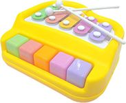 vGRASSP 2 in 1 Xylophone and Piano Toy with Colorful Keys for Toddlers and Kids (Yellow)