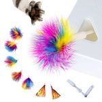 Migipaws Upgrade Rainbow Feather Replacement for Migipaws Whack A Mole Cat Toy, 6pcs Rainbow Feather + 2pcs Free Mylar Refills…