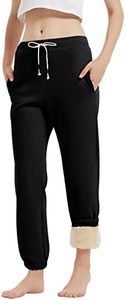Gihuo Women's Sherpa Lined Sweatpants Winter Warm Fleece Lined Sweatpants with Pockets Fleece Jogger Pants Athletic (Black, X-Large)