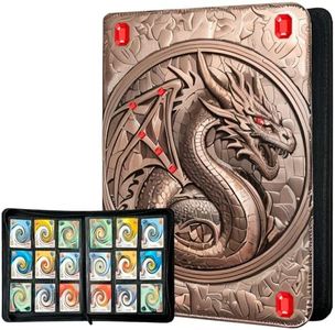 Trading Card Binder 9 Pocket, 360 Cards Holder, 3D Embossed Premium PU Card Collection Binder, Card Album for MTG, TCG, Game, Sport Cards, Bronze+Red Gemstone