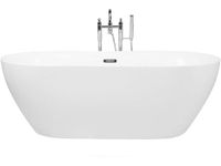 Beliani Modern Freestanding White Bathtub Oval 170 x 80 cm Glossy Acrylic Carrera