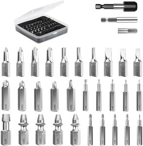 BLAZDEVE 33Pcs Damaged Screw Extractor Set, Upgraded Stripped Screw Extractor Kit, All-Purpose HSS Broken Screw Remover Set with Magnetic Extension Bit Holder & Socket Adapter, Gifts for Men