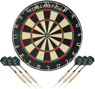 18" x 1.5" Professional Bristle Dartboard Set with 6 Darts, FINELAKEFOSEA High-Grade Compressed Sisal Dart Board Set, Premium Quality Darting Experience for Adult, Home, Bars, and Tournaments