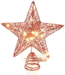 Emopeak 20 LED Christmas Tree Topper, 8 Inch Indoor Iron Art Star Treetop Light (Red, 8"/20CM)