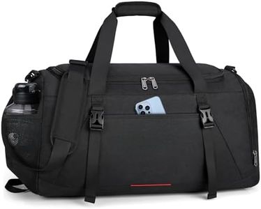 Gym Sports Bag for Men Large 55L Travel Duffel with Wet Pocket Shoe Compartment Water Resistant Holdall Weekend Overnight Bag Black