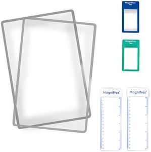 MagniPros (2PACK) Large Full Page 3X Premium Magnifying Sheet Fresnel Lens, Bonus Ruler Magnifiers+2 Bookmark Lenses-Best for Reading Small Prints & Low Vision Seniors