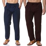 Aatman One Size Men's Eco-Friendly Cotton Pyjama Pack of 2 | Fits Waist Size 28 to 36 Inches_AT11AT14