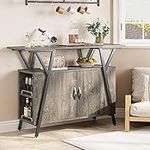 Bestier Buffet Cabinet with Storage, Coffee Bar Cabinet Kitchen Sideboard Kitchen Island with Adjustable Shelf for Kithcen Dinning Room Living RoomEntryway Hallway, Retro Grey