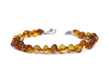 Baby J's - Light Cognac Coloured Bracelet - Premium Adjustable Amber Bracelet/Anklet - 100% Genuine Baltic Amber - With Adjustable Clasp - 12-17cm - Knotted to Prevent Scattering