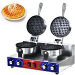 HTTSICHI Waffle Maker - Commercial Waffle Iron w/Two Non-stick Baking Pans, 550 ℉ Temperature and Timers, 1800W Dual Waffle Machine for Double Baking, Stainless Steel Waffle Maker for Restaurant