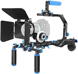 Neewer Shoulder Rig Kit for DSLR Cameras and Camcorders, Movie Video Film Making System with Matte Box, Follow Focus, C-Shaped Bracket, 15mm Rods, Handgrip, 1/4” & 3/8” Threads (Blue + Black)