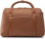 WOOL & OAK Duffle Suitcase – Full-Grain Leather Travel Bag with Clamshell Opening, 33 L Capacity, Trolley Sleeve & 16″ Laptop Pocket – “DS Carry” Personal-Item Size - Pebble Leather - Jet Black