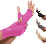 Copper Compression Arthritis Gloves | Fingerless Arthritis Carpal Tunnel Pain Relief Gloves For Men & Women | Hand Support Wrist Brace For Rheumatoid, Tendonitis, Swelling, Crocheting - Pink L