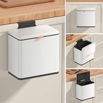 Mbillion Hanging Trash Can with Lid 4 Liter Hanging Garbage Can for Kitchen Cabinet Door in Cabinet Trash Can Hanging Door Mounted Trash Can Under Sink Door Trash Bin RV Bathroom,White