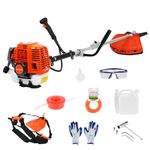 Gas Powered String Trimmer, 52cc 2-Cycle Engine, 10-in Cutting Swath, Ergonomic Straight Shaft, Cordless String Trimmer, Gas Weed Wacker, Multi Functional Garden Trimming Tools Gas Weed Eater (Orange)