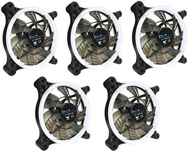 APEVIA 512L-CWH 120mm Silent Dual Rings White LED Fan with 32 x LEDs & 8 x Anti-Vibration Rubber Pads (5 Pk)