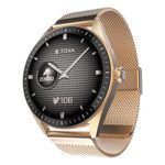Titan Crest 2.0 Smart Watch for Man & Women, 1.43" AMOLED Display, Mesh Metal Strap, BT Calling, Tailored Activity Tracker, 100+ Sports Modes, Fast Charging, Smart Watch for Men Latest & Women (Gold)