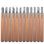 Preciva 12PCS Wood Engraving Tools Kit Wood Carving Tools Knife Kit Handmade Carving Knife for Sculpture DIY Handle Wax