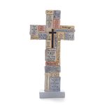 12" Resin Inspirational Cross Stand Christian Gifts for Women Men Bible Verses Crossword Table Cross Faith Religious Gifts for Church Home Room Decoration Office Decor…