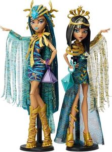 Monster High - Dolls Mummy Majesties Cleo and Nefera De Nile Collectible Figures Twin Pack with Gold Accessories and Premium Clothing HXJ01