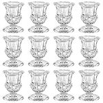 Belle Vous 12 Pack Tapered Candlestick Holder Set - W4.7 x H6.3cm/1.85 x 2.48 Inches - Crystal Clear Glass Holders for Home Ornament, Wedding Table Decoration Centrepiece & Aromatherapy Gift