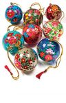 Baba Art and Crafts Christmas Balls Ornaments,3 inch,Set of 18,Handmade Paper Mache Ornaments for Christmas Tree Hanging Balls,Handmade Baubles,Kashmiri Paper Mache