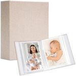 Hiwhy Linen 4x6 Photo Albums 2 Packs, Each Hardcover Small Insert Bookshelf Photo Albums for 100 Photos, Ideal for Kids Wedding Travel, Soft Pink