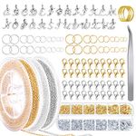 Whaline 1070Pcs Jewelry Making Chains Kit 66 Feet Stainless Steel Link Cable Chain with 26 Letter Pendant 1000Pcs Split Rings 40Pcs Lobster Clasps with Curved Tweezers Jump Ring Opener for Craft DIY