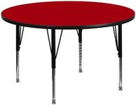 Flash Furniture Wren 48'' Round Red Thermal Laminate Activity Table - Height Adjustable Short Legs