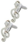 COLLAR AND CUFFS LONDON - Premium Cufflinks with Presentation Gift Box - Treble Clef Musical - Solid Brass - Music Teacher Singer Player Violin Piano Instrument DJ - Silver Colour