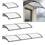 The Fellie Rain Canopy Door Canopy Awning Front Door Canopy for Outdoor Window Porch Shade Patio Roof Cover UV Protection, (Black/L150xW100xH28cm)