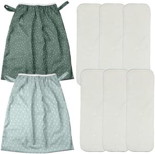 Mama Koala 6 Pcs 5-Layer Natural(No Microfiber) Inserts, with 2 Pack Reusable and Washable Waterproof Pail Liner with Strap