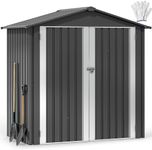 DWVO 6x4ft Metal Outdoor Storage Shed, Waterproof Tool Shed Heavy-Duty Storage Unit with Lockable Door and Vents, Ideal for Bicycles, Tools, Lawnmowers, Backyards, Patios, Lawns - Dark Gray