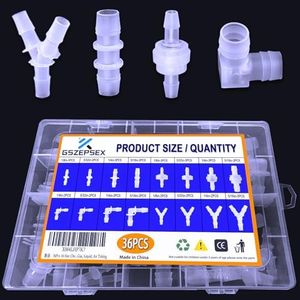 40Pcs Check Valves kit, 16-Size Plastic Hose Barb Fittings Assortment and Check valve, L Fitting, Y Fitting, one way valve for liquid, Gas, oils tubing（1/8"，5/32"，1/4"，5/16"）